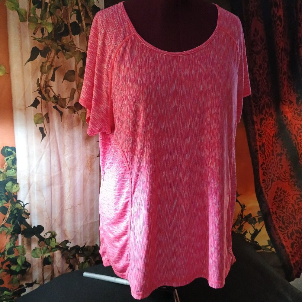 EUC: 90 Degree by Reflex Sze. 3X Heathered Pink Short Sleeve Activewear Top